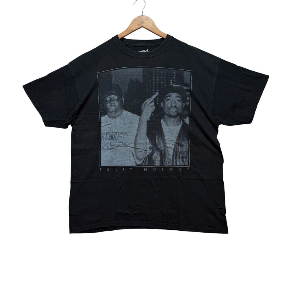 VTG Tupac Shakur & Biggie Smalls Shirt Hip Hop RAP Tee Middle Finger 2pac 90s XL